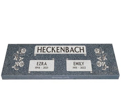 Blooming Faith Companion Granite Headstone 36 x 12