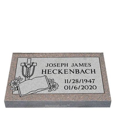 Blooming Faith Granite Grave Marker 24 x 12