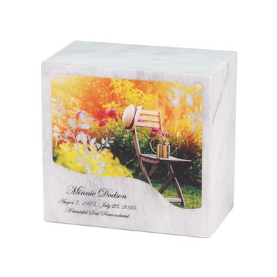 Blooming Garden Marble Cremation Urn
