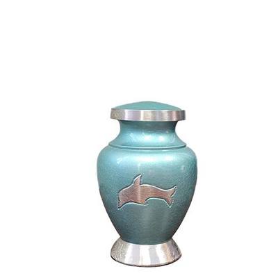 Blue Dolphin Keepsake Metal Urn