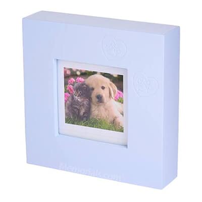 Blue Paw Print Photo Frame Cremation Urns