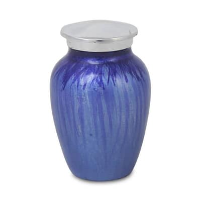 Blue Rain Metal Keepsake Urn