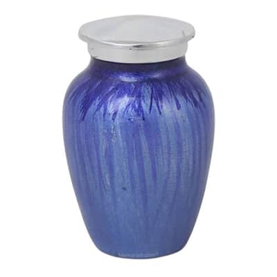 Blue Rain Metal Keepsake Urn