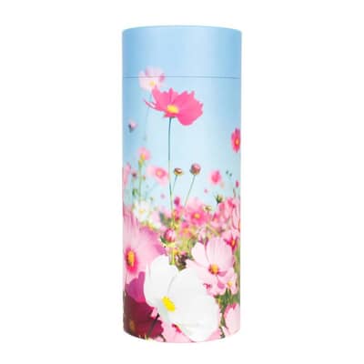 Blue Sky Pink Flowers Scattering Urn