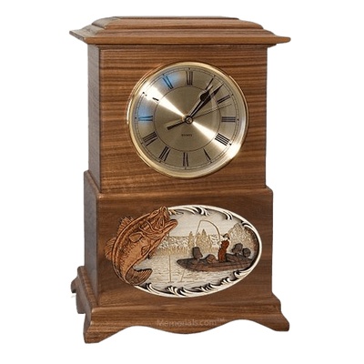 Boatfishing Clock Walnut Cremation Urn