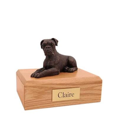 Boxer Bronze Small Dog Urn