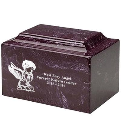 Boy Cherub Merlot Marble Infant Urn