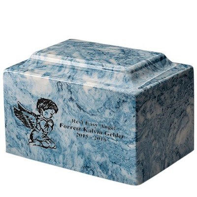 Boy Cherub Sky Blue Marble Infant Urn