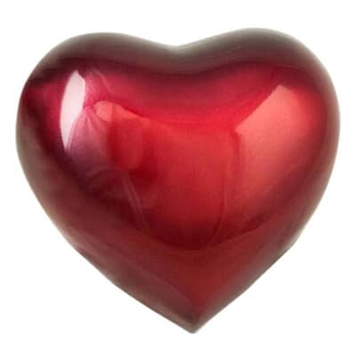 Brandy Red Metal Heart Pet Urn