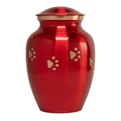 Brandy Red Metal Pet Urns