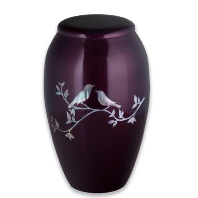 Burgundy Birds Cremation Urn