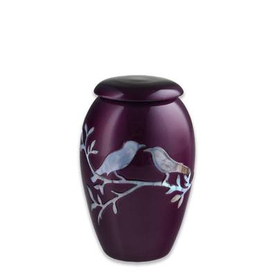 Burgundy Birds Keepsake Urn