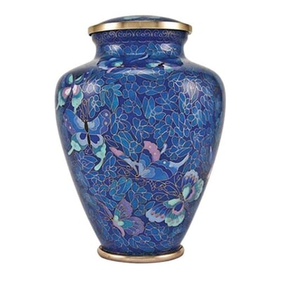Butterfly Blue Cloissone Cremation Urns