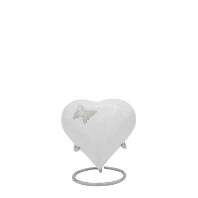 Butterfly Flutter White Heart Keepsake Urn