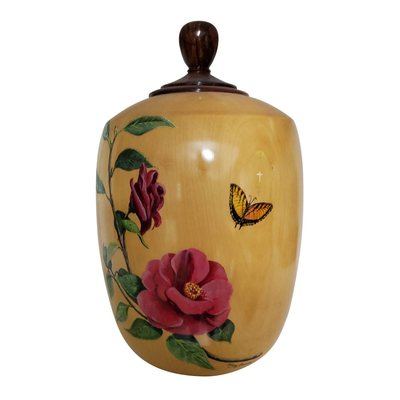 Butterfly Garden Wood Urn