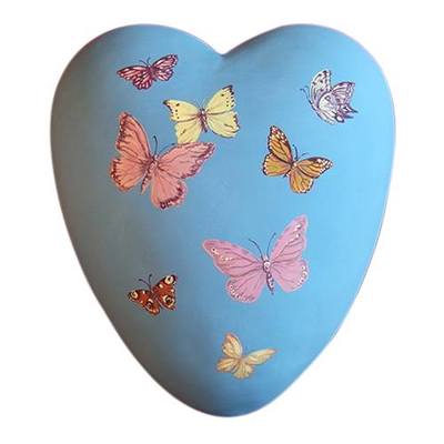 Butterfly Heart Ceramic Urn