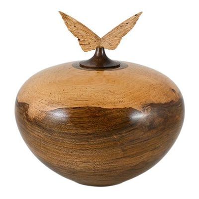 Butterfly Whisper Wood Cremation Urn