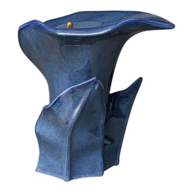 Calla Lily Blue Ceramic Urn