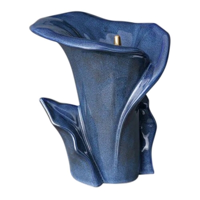 Calla Lily Blue Ceramic Urn