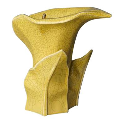 Calla Lily Yellow Crackled Ceramic Urn