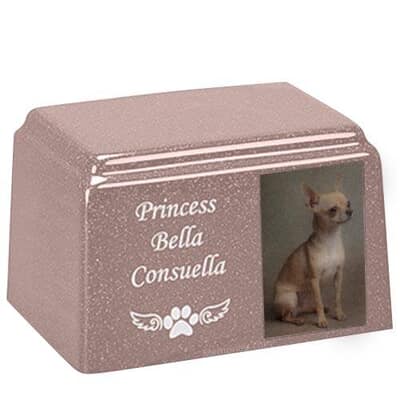 Calm Rectangle Cultured Pet Photo Urn