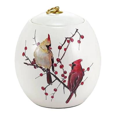 Cardinal Love Ceramic Cremation Urn