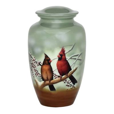 Cardinal Love Metal Urn