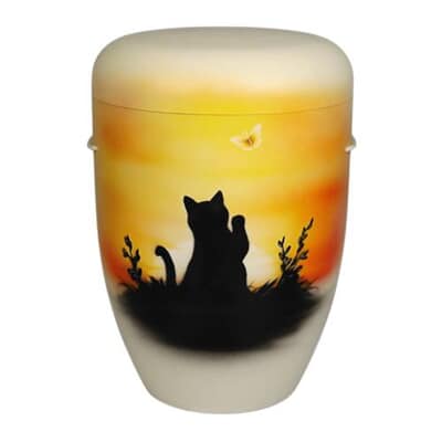 Cat & Butterfly Biodegradable Cremation Urn