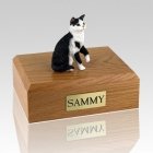 Tabby Black White Sitting Cat Cremation Urns