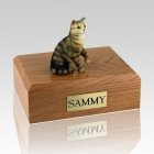 Tabby Brown Sitting Cat Cremation Urns