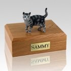 Tabby Silver Standing Cat Cremation Urns