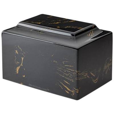 Celtic Cross Black and Gold Marble Urn