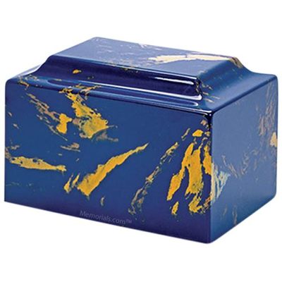 Celtic Cross Blue and Gold Marble Urn