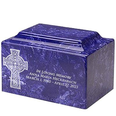 Celtic Cross Cobalt Marble Urn