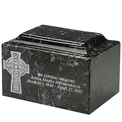 Celtic Cross Ebony Marble Urn