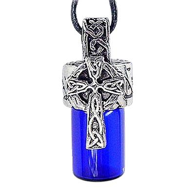 Celtic Cross Blue Urn Necklace