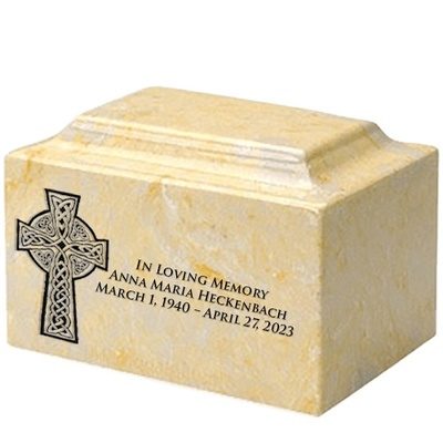 Celtic Cross Gold Marble Urn