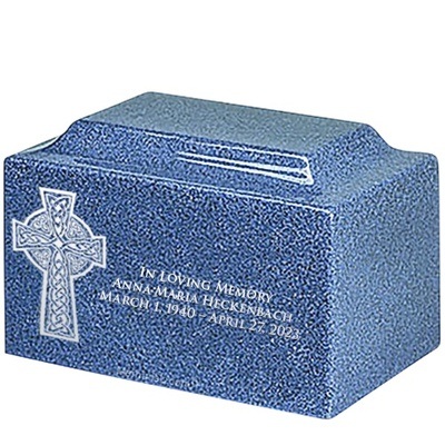 Celtic Cross Paradise Blue Marble Urn