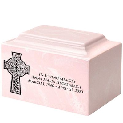 Celtic Cross Pink Marble Urn