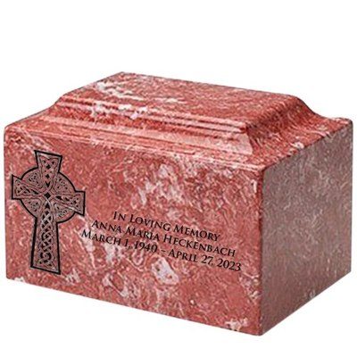 Celtic Cross Rose Marble Urn