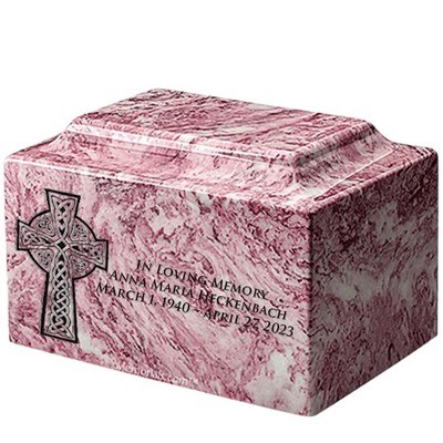 Celtic Cross Wild Rose Marble Urn