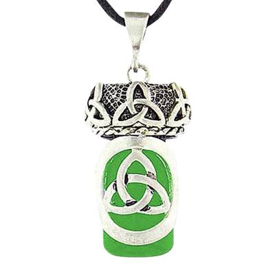 Celtic Trinity Green Glass Cremation Necklace