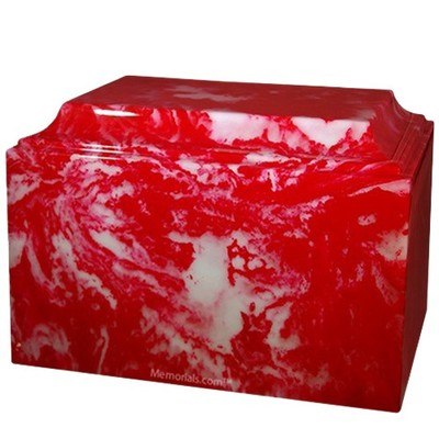 Cherry Red Cultured Marble Urn