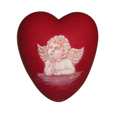 Cherub Heart Ceramic Urn