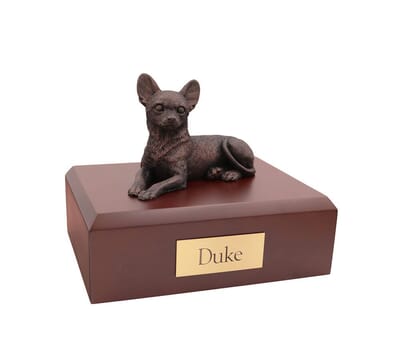 Chihuahua Bronze Lying Large Dog Urn