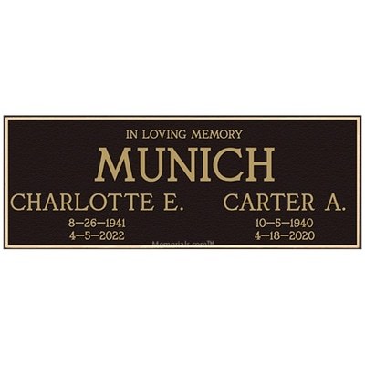 Classic Crypt Memorial Niche Plaque for Two