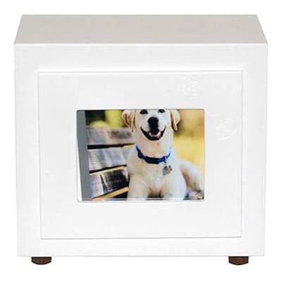 Classic White Paw Large Photo Pet Urn