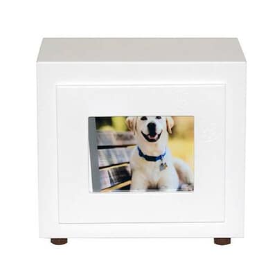 Classic White Paw Photo Pet Urns