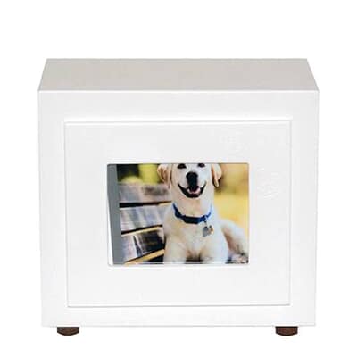 Classic White Paw Small Photo Pet Urn