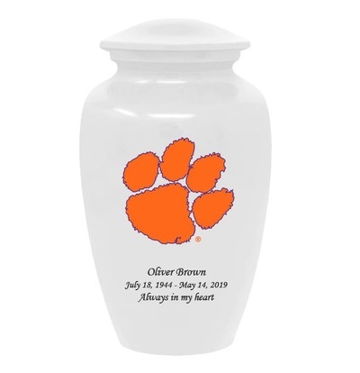 Clemson University Tigers White Cremation Urn